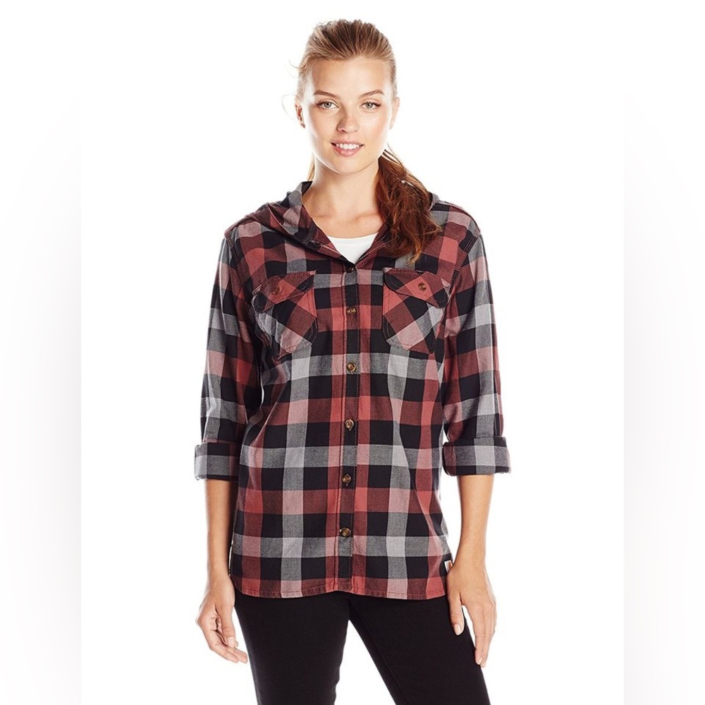 Women's Carhartt Belton Flannel Hooded Shirt - Size Small (4-6)